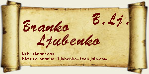 Branko Ljubenko vizit kartica